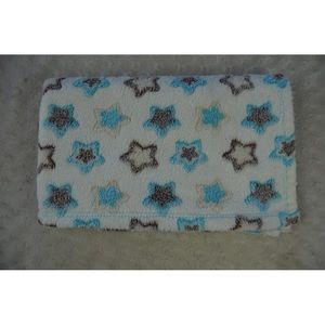 Baby Gear Stars Baby Blanket Blue White Brown Cream Plush Security Lovey